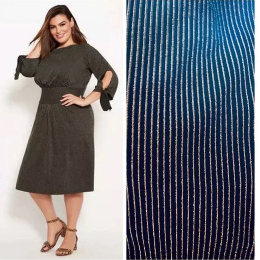 Ashley Stewart Pinstripe Jersey Knit Office Dinner Party Night Out Church Dress